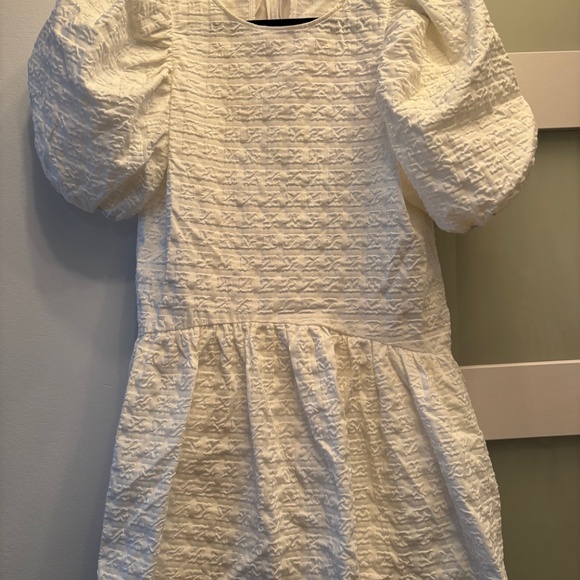 English Factory Back Tie Jacquard Puff Dress - Picture 5 of 6